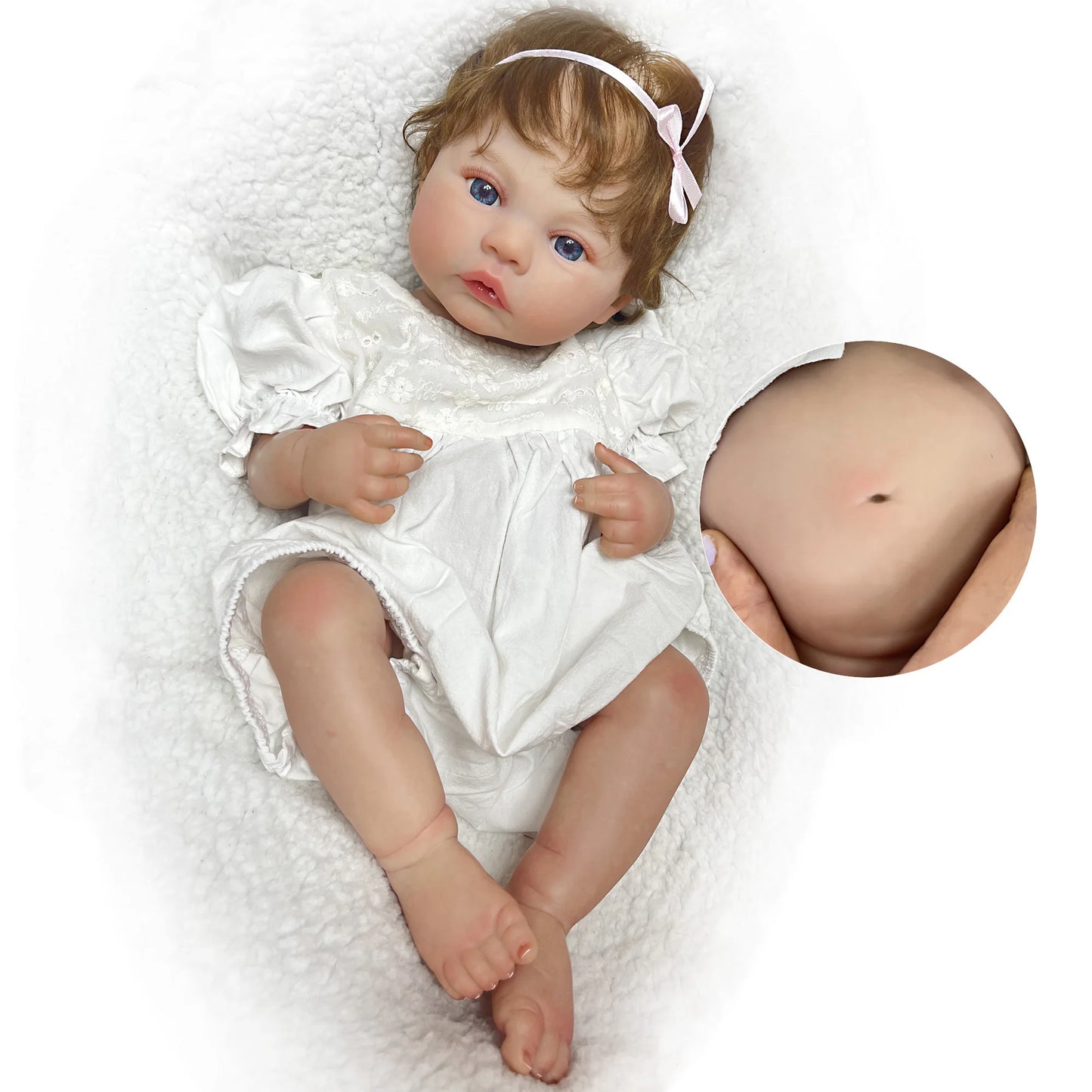 45Cm Cuddly Whold Body Silicone Viny Meadow Bebe Reborn Girl Handmade Lifelike Real Art Newborn Baby Toy for Children'S Gift
