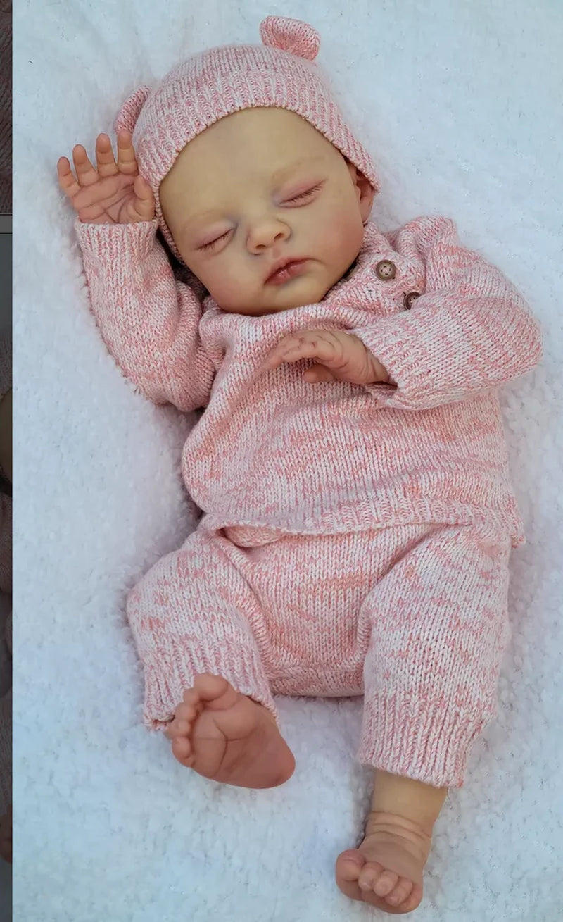 19 Inch Lifelike Reborn Dolls - Hand Painted Hair Lily & Irys Twins Soft Cloth Body Cuddly Newborn Baby Dolls
