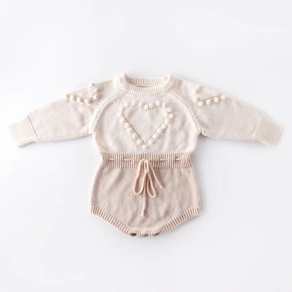 Winter Autumn Kids Romper Baby Girl Long Sleeve Knitting Romper Newborn Girls Patchwork Jumpsuit Clothes Outfit