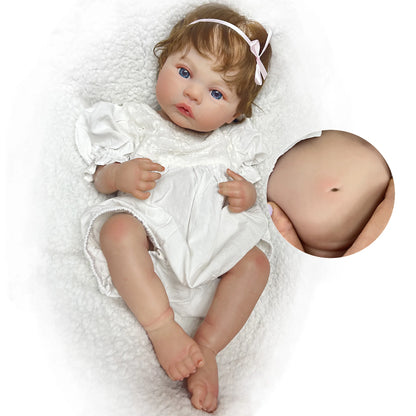 45Cm Cuddly Whold Body Silicone Viny Meadow Bebe Reborn Girl Handmade Lifelike Real Art Newborn Baby Toy for Children'S Gift