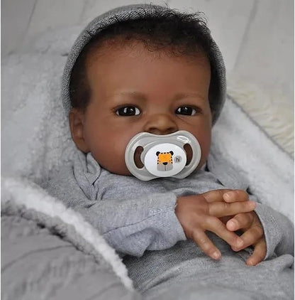 Black Reborn Baby Dolls Boys, 20 Inch Black Boy Reborn Doll Rooted Hair, African American Reborns Toddler Doll with Cloth Body, Realistic Boy Dolls for Kids 3+ with Accessories
