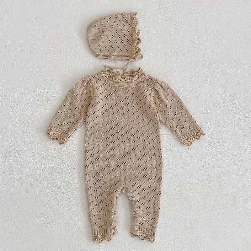 Winter Autumn Kids Romper Baby Girl Long Sleeve Knitting Romper Newborn Girls Patchwork Jumpsuit Clothes Outfit