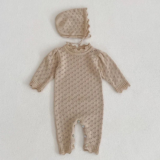 Winter Autumn Kids Romper Baby Girl Long Sleeve Knitting Romper Newborn Girls Patchwork Jumpsuit Clothes Outfit