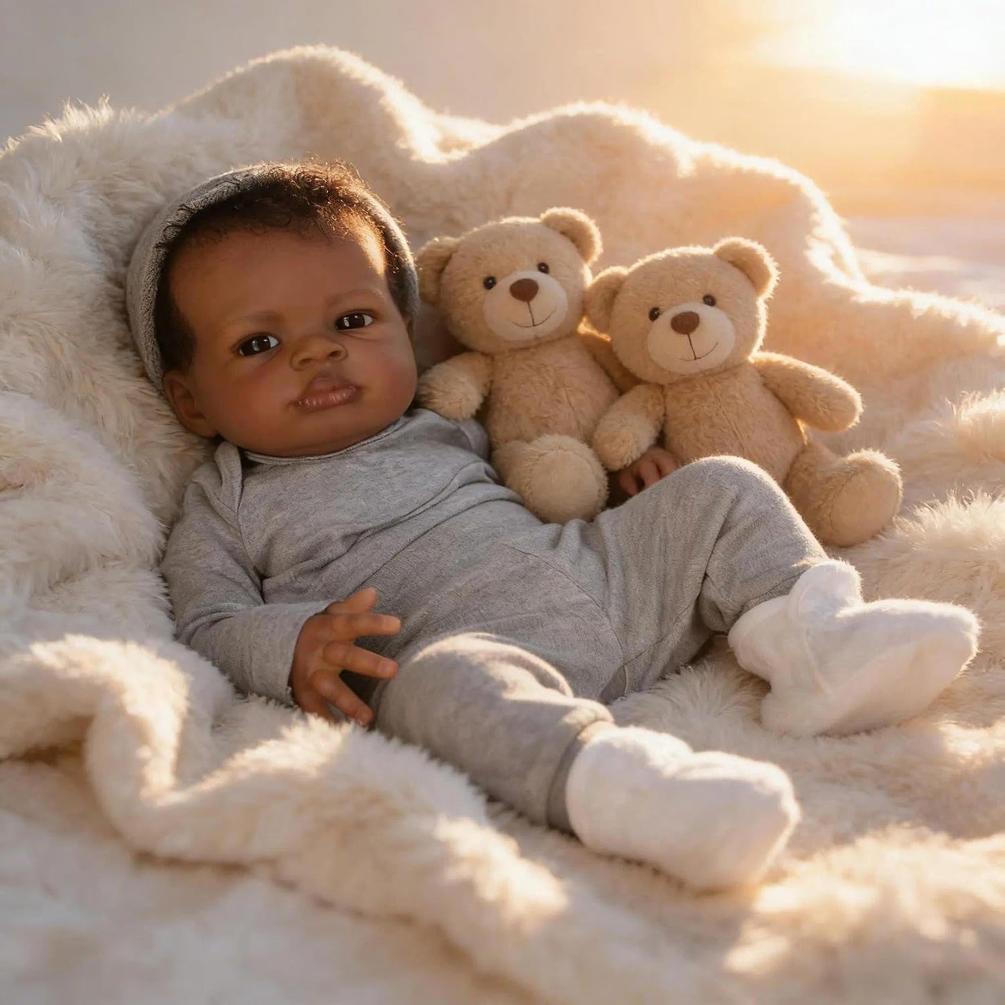Black Reborn Baby Dolls Boys, 20 Inch Black Boy Reborn Doll Rooted Hair, African American Reborns Toddler Doll with Cloth Body, Realistic Boy Dolls for Kids 3+ with Accessories