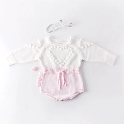 Winter Autumn Kids Romper Baby Girl Long Sleeve Knitting Romper Newborn Girls Patchwork Jumpsuit Clothes Outfit