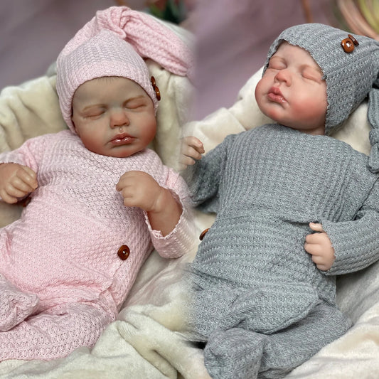 48Cm Loulou Twins Bebe Reborn Dolls with Painted Hair Handmade Lifelike Realistic Muñecas Reborn for Family'S Gift