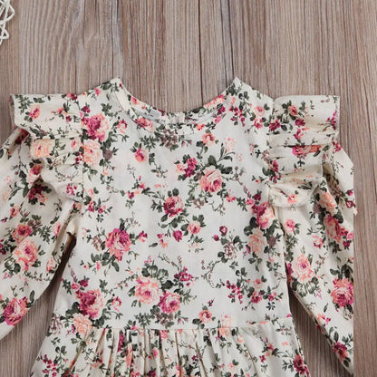 Flower Infant Toddler Baby Girl Romper Vintage Long Sleeve Newborn Girl Jumpsuit Spring Autumn Clothing D35
