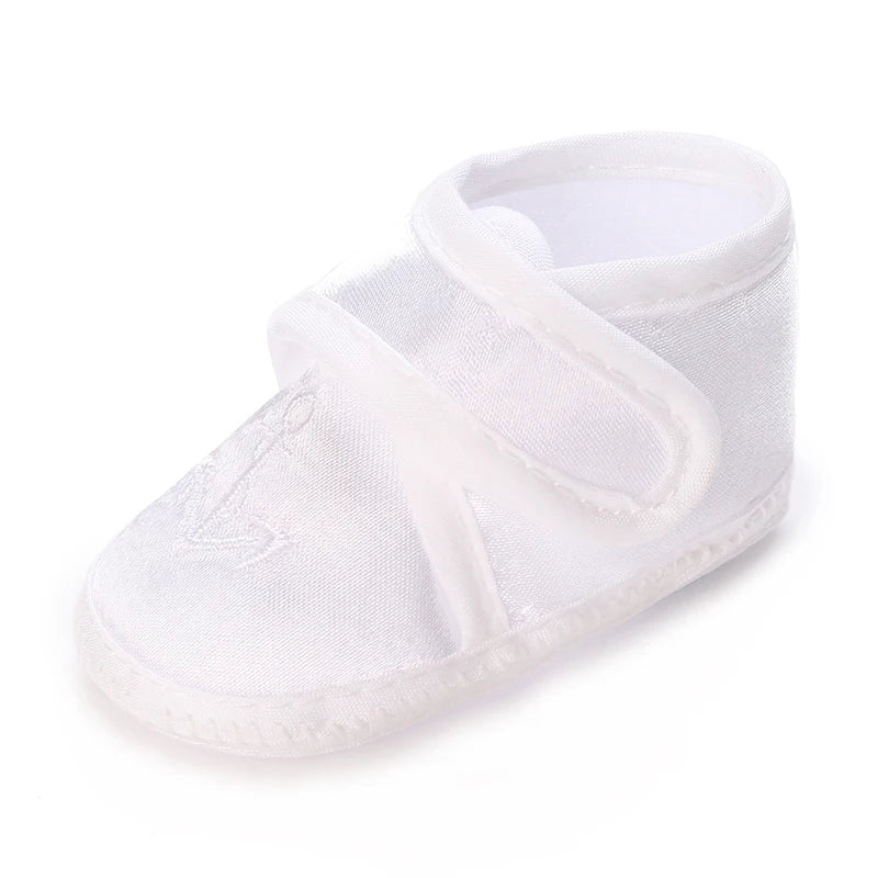 Multiple Options Newborn Baby First Baptist Shoe: Newborn Boy and Girl White Baptist Shoes Soft Sole Walking Shoes Size-9Cm-10Cm
