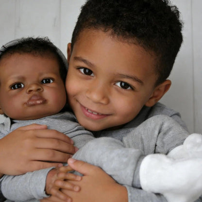 Black Reborn Baby Dolls Boys, 20 Inch Black Boy Reborn Doll Rooted Hair, African American Reborns Toddler Doll with Cloth Body, Realistic Boy Dolls for Kids 3+ with Accessories