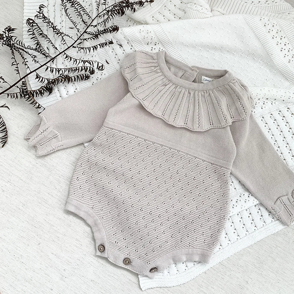 Winter Autumn Kids Romper Baby Girl Long Sleeve Knitting Romper Newborn Girls Patchwork Jumpsuit Clothes Outfit