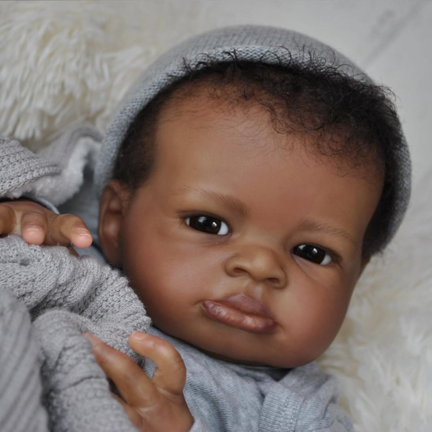 Black Reborn Baby Dolls Boys, 20 Inch Black Boy Reborn Doll Rooted Hair, African American Reborns Toddler Doll with Cloth Body, Realistic Boy Dolls for Kids 3+ with Accessories