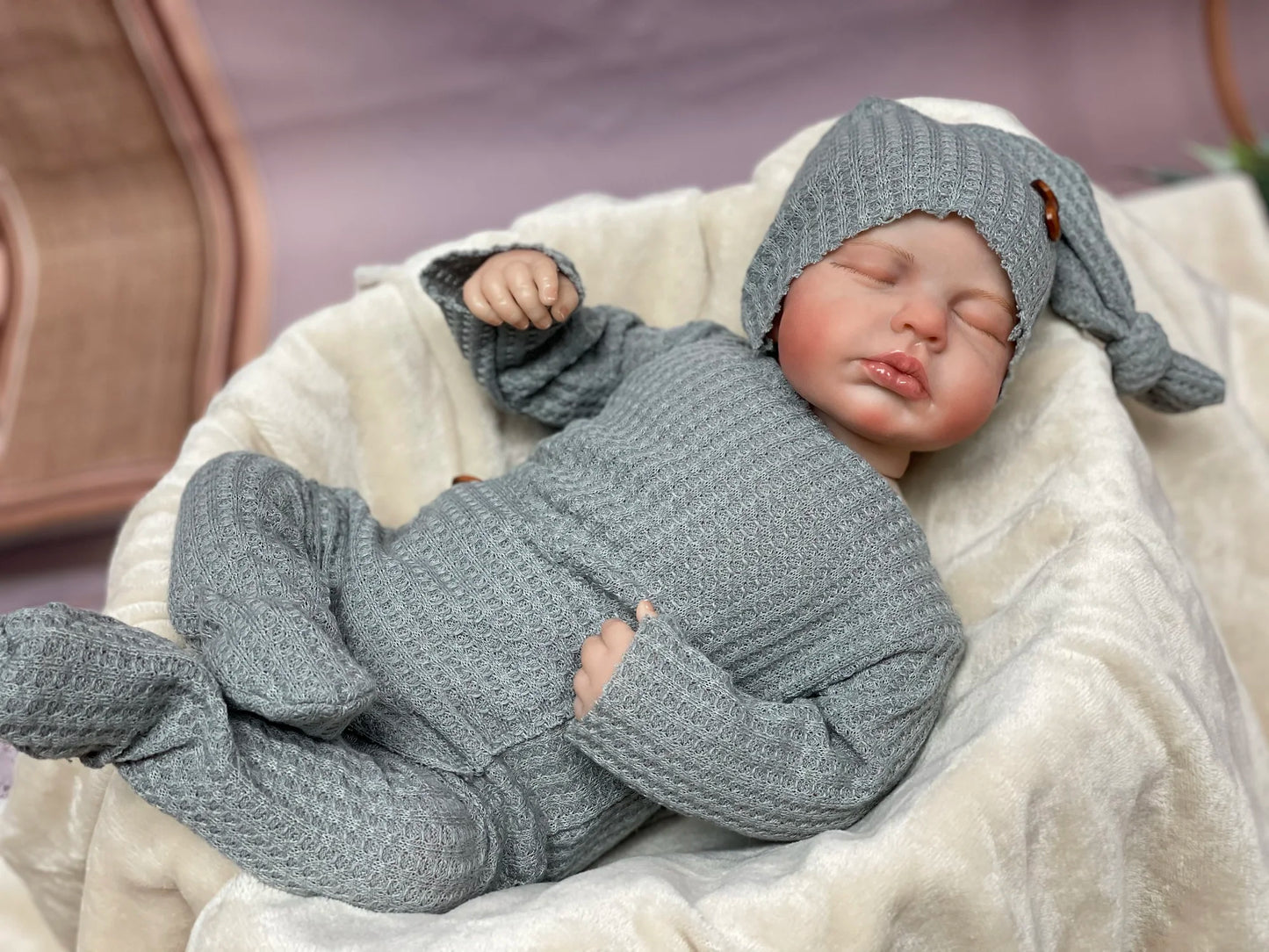 48Cm Loulou Twins Bebe Reborn Dolls with Painted Hair Handmade Lifelike Realistic Muñecas Reborn for Family'S Gift