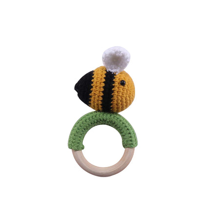 1PC Baby Ratter Toys Wooden Teether Crochet Animals BPA Free Rattle Toy Newborn Amigurumi Teether Baby Rattles Gifts for Newborn