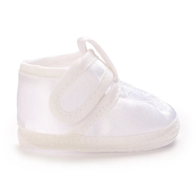Multiple Options Newborn Baby First Baptist Shoe: Newborn Boy and Girl White Baptist Shoes Soft Sole Walking Shoes Size-9Cm-10Cm