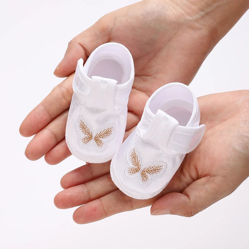 Multiple Options Newborn Baby First Baptist Shoe: Newborn Boy and Girl White Baptist Shoes Soft Sole Walking Shoes Size-9Cm-10Cm
