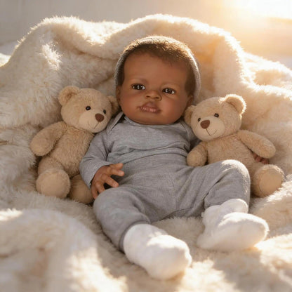 Black Reborn Baby Dolls Boys, 20 Inch Black Boy Reborn Doll Rooted Hair, African American Reborns Toddler Doll with Cloth Body, Realistic Boy Dolls for Kids 3+ with Accessories