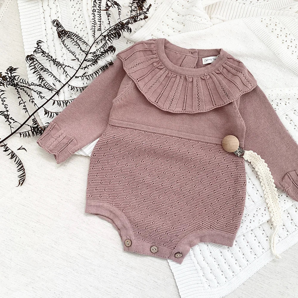 Winter Autumn Kids Romper Baby Girl Long Sleeve Knitting Romper Newborn Girls Patchwork Jumpsuit Clothes Outfit