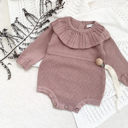 Winter Autumn Kids Romper Baby Girl Long Sleeve Knitting Romper Newborn Girls Patchwork Jumpsuit Clothes Outfit