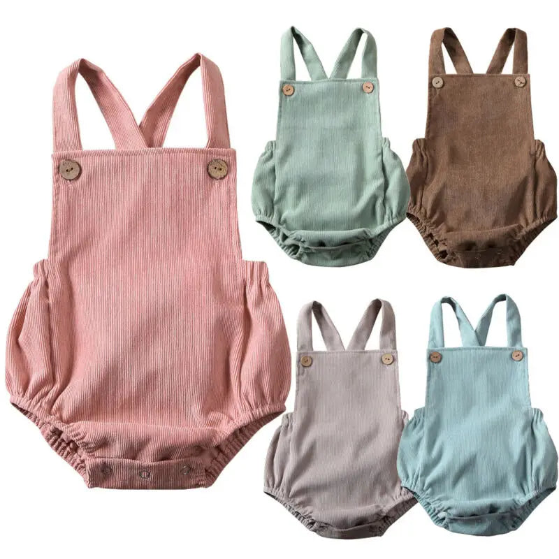2020 Baby Summer Clothing Newborn Infant Baby Boy Girls Bodysuit Jumpsuit Corduroy Clothes Backless Outfits