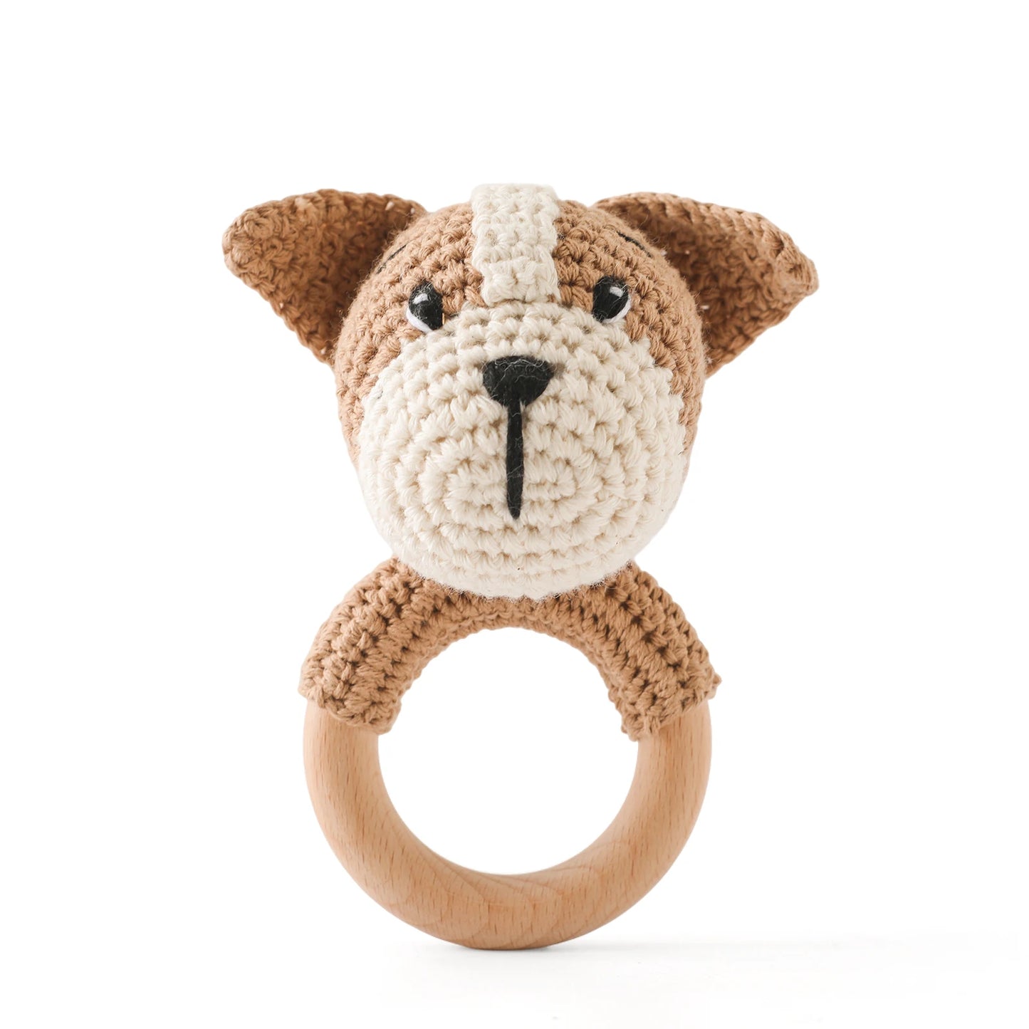 1PC Baby Ratter Toys Wooden Teether Crochet Animals BPA Free Rattle Toy Newborn Amigurumi Teether Baby Rattles Gifts for Newborn