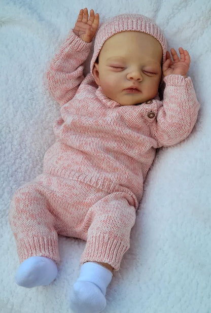 19 Inch Lifelike Reborn Dolls - Hand Painted Hair Lily & Irys Twins Soft Cloth Body Cuddly Newborn Baby Dolls