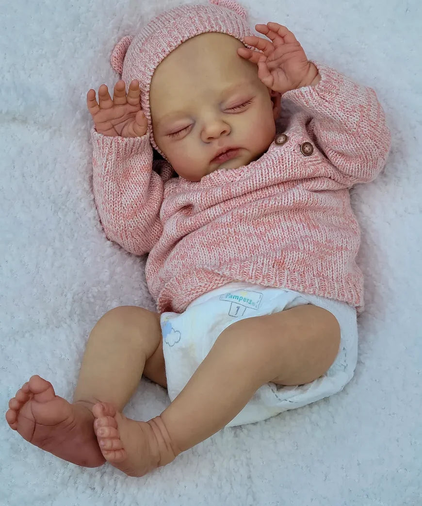19 Inch Lifelike Reborn Dolls - Hand Painted Hair Lily & Irys Twins Soft Cloth Body Cuddly Newborn Baby Dolls