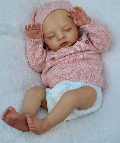 19 Inch Lifelike Reborn Dolls - Hand Painted Hair Lily & Irys Twins Soft Cloth Body Cuddly Newborn Baby Dolls