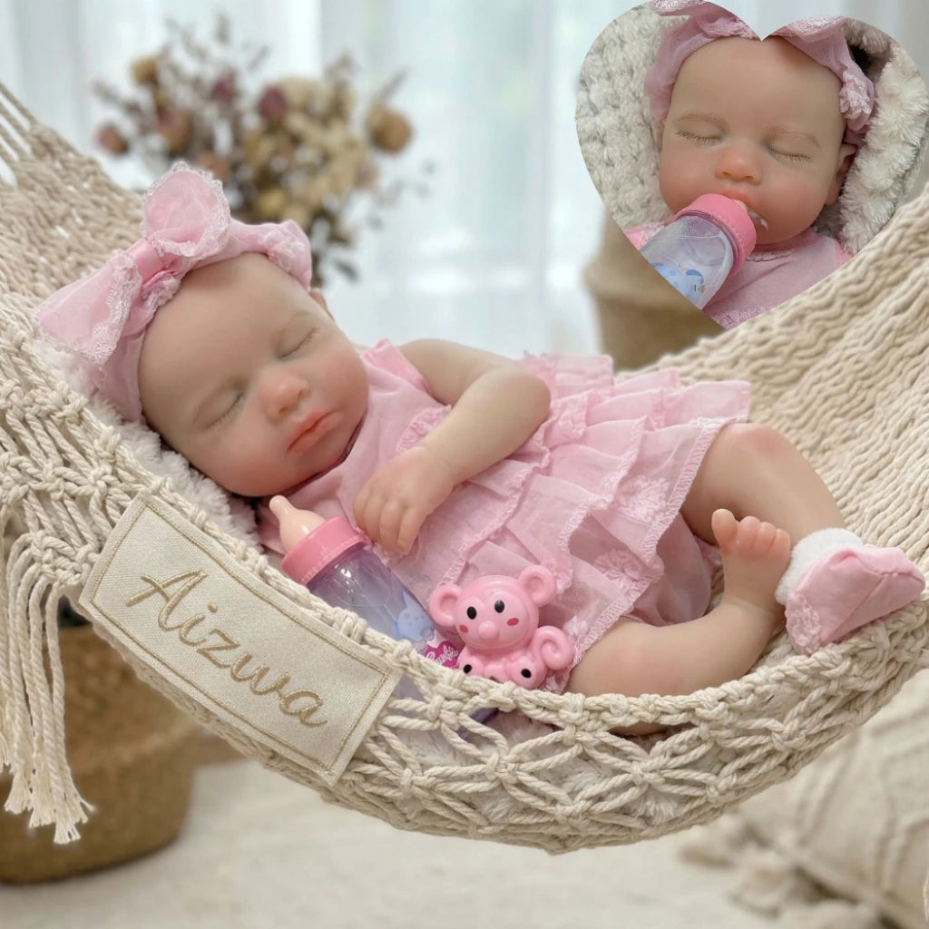 Can Open Mouth 13-Inch Pascale Soft Silicone Reborn Baby Doll - Handmade Newborn Girl Doll, Ideal Birthday Gift