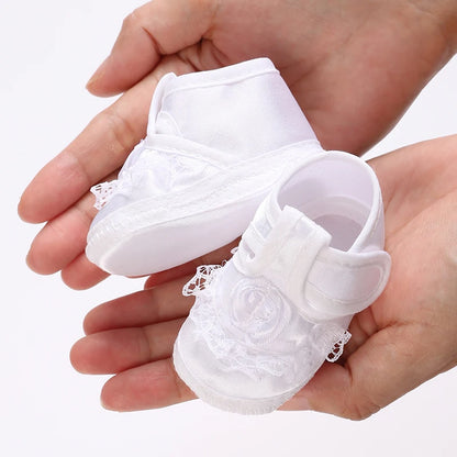 Multiple Options Newborn Baby First Baptist Shoe: Newborn Boy and Girl White Baptist Shoes Soft Sole Walking Shoes Size-9Cm-10Cm