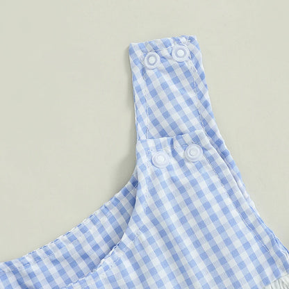 Summer Baby Clothes Newborn Boy Girl Smocked Bubble Romper Baseball Plaid Overall Infant Jumpsuit Outfit